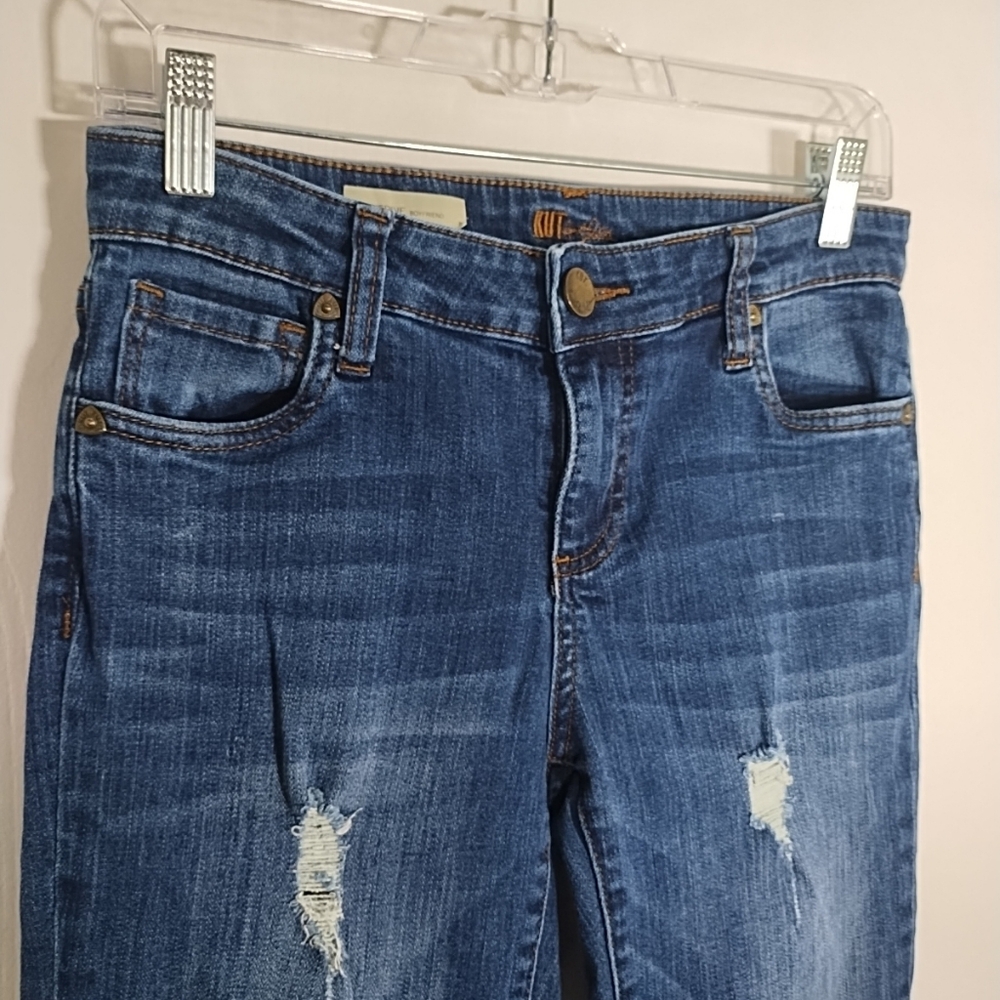 KUT from the Kloth Womens 2 Catherine Boyfriend Jeans Distressed Med Wash - Picture 3 of 8
